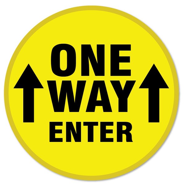 One Way Enter Arrow Non-Slip Floor Graphic, 7in Vinyl Decal, 12PK, 7 in L, 7 in H, FD-C-7-12PK-99977